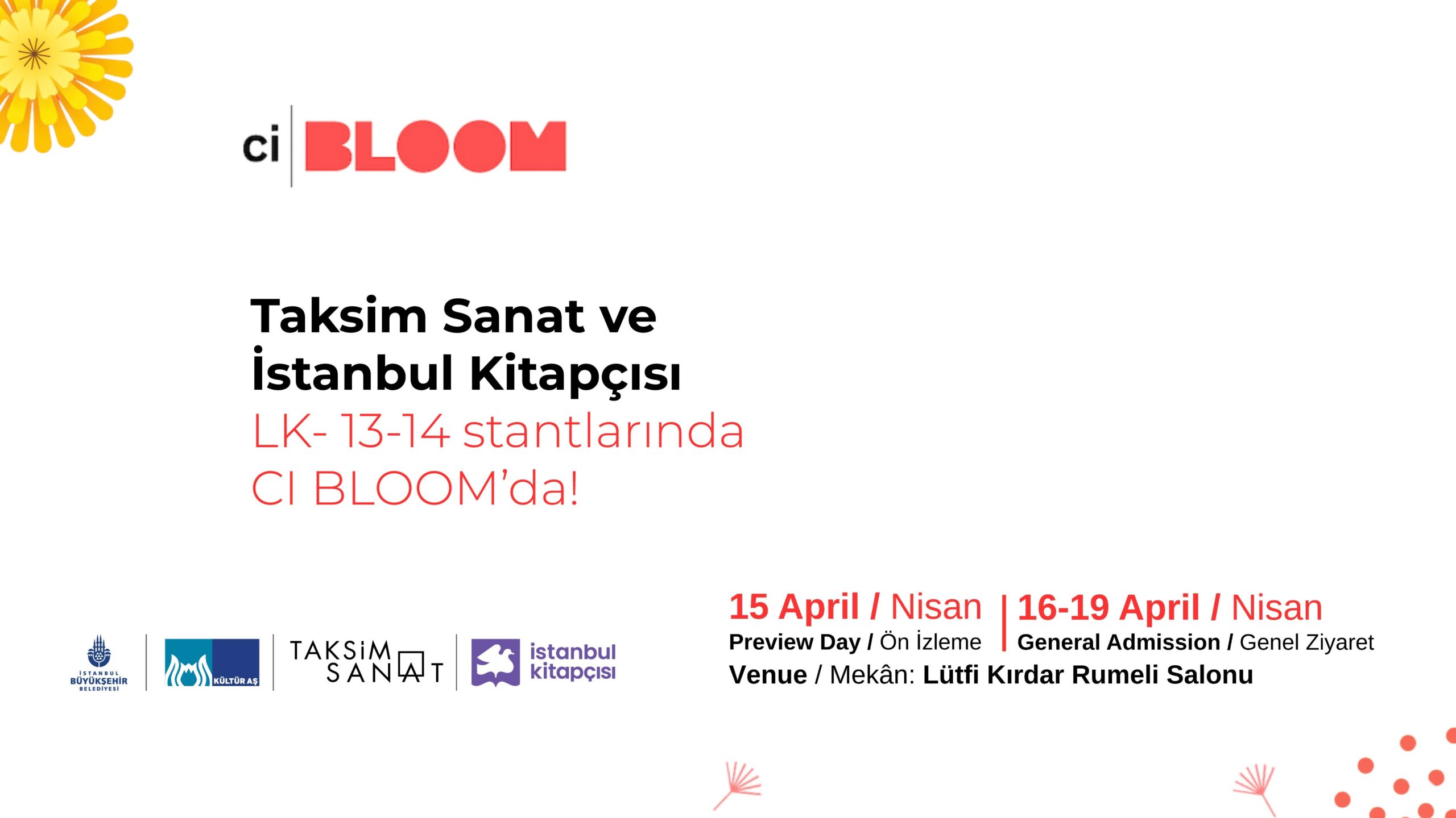 İstanbul Kitapçısı ve Taksim Sanat CI Bloom’da!